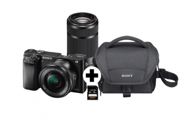 Sony Alpha 6000 Kamera + 2 Objektive + Speicherkarte + Original-Kameratasche